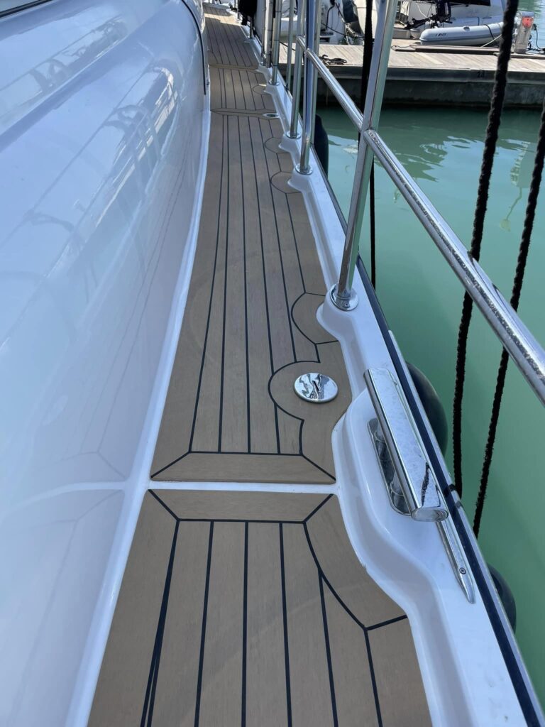 side of sunseeker with synthetic marine decking